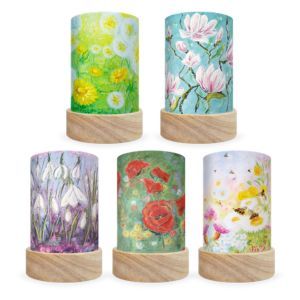 Set de 5 Abat-jours illustrés pour Lanterne - Kapitein Kalk Fleurs